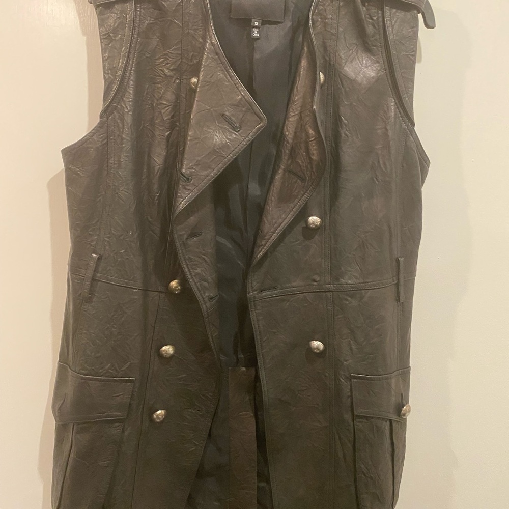 Leather double breasted vest